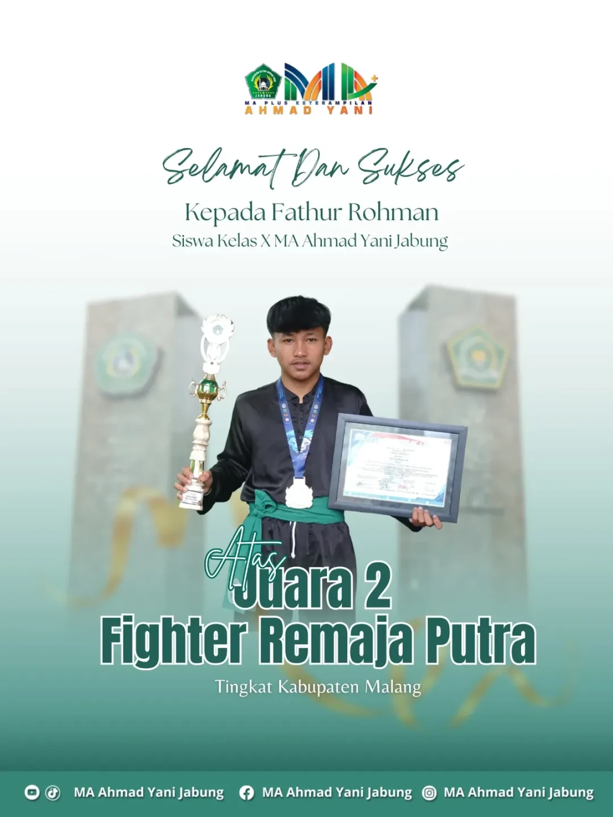 Juara 2 Fighter Remaja Putra Tingkat Kabupaten 